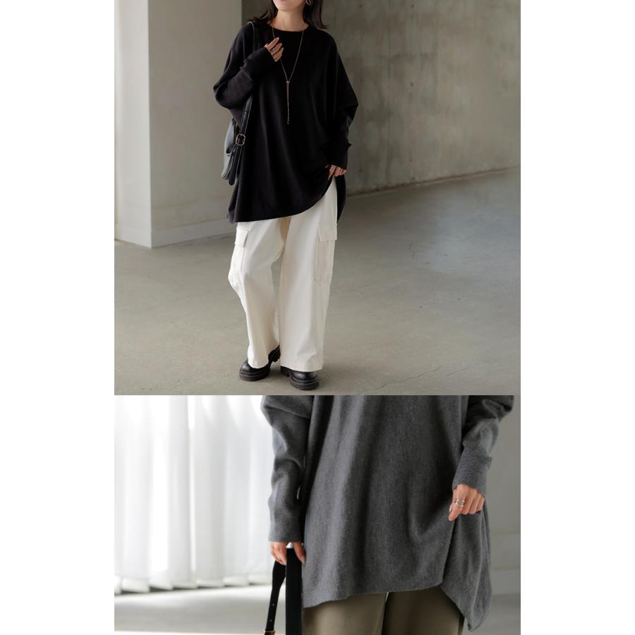 HUG.U ニット 選べる ネック ポンチョ風 レディース トップス セーター クルーネック Vネック オーバー プルオーバー - 画像 (5)