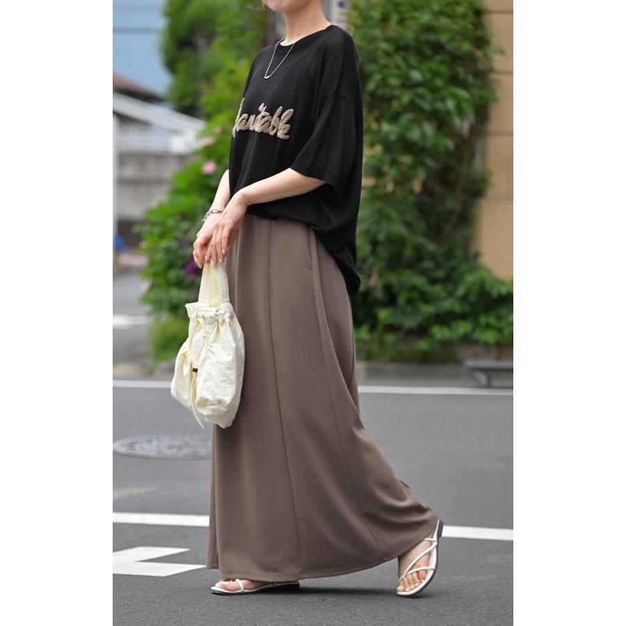 HUG.U スカート ロング ストレッチ Aライン レディース ロングスカート ボトムス ボトム シワになりにくい セミ フレア フレアスカート ウエスト ゴム マキシ - 画像 (3)