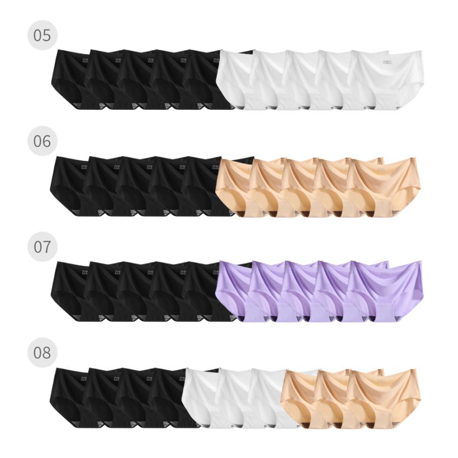 シームレスショーツ レディース レギュラーショーツ 無縫製 パンツ パンティ ラインが出ない 響かない まとめ買い 10枚 セット 無地 - 画像 (3)