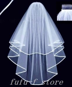 ウェディングベール2層エッジメタルコーム付き結婚式用教会挙式披露宴dr-060
