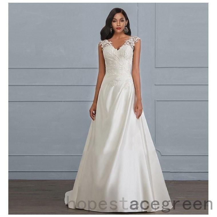 【値下げ】パーティードレスウエディングドレス花嫁大きいサイズ婚礼結婚式白ウエディングレース花嫁ドレスレースコンシールファスナー - 画像 (2)