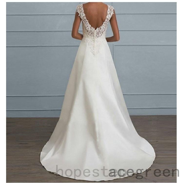 【値下げ】パーティードレスウエディングドレス花嫁大きいサイズ婚礼結婚式白ウエディングレース花嫁ドレスレースコンシールファスナー - 画像 (3)