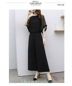 【大特価】セットアップワイドパンツレディースきれいめ2点セットスシフォンブラウスフリルゆったり体型カバーフォーマル二次会30代40代入学式入園式