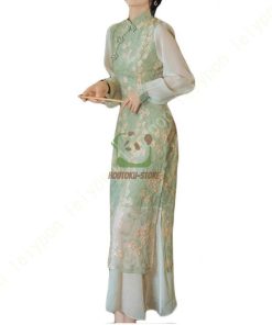 レディース チャイナドレス ロングワンピース チャイナ風 ワンピース ドレス 改良 チーパオ チャイナ服 民族衣装 レース ワンピ 茶服 刺繍 中華風 マキシ丈