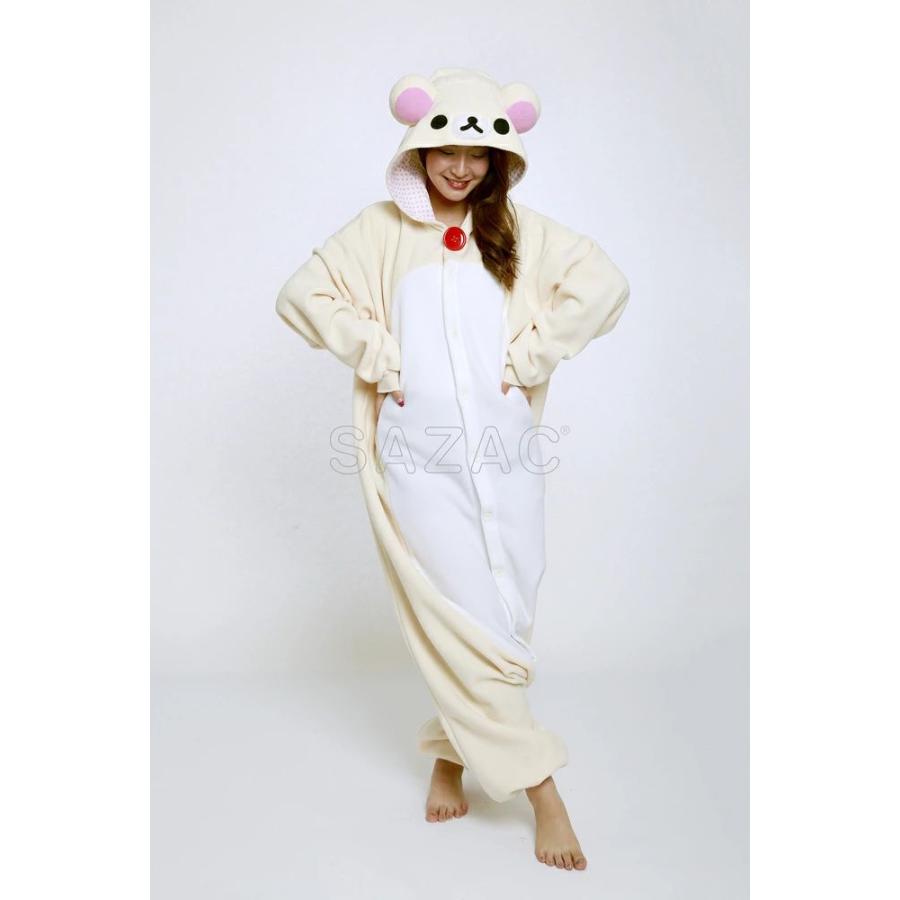着ぐるみ コリラックマ フリース ホワイト コスプレ サンエックス 仮装 大人用 フリーサイズ パジャマ SAZAC サザック RAX-088 - 画像 (4)