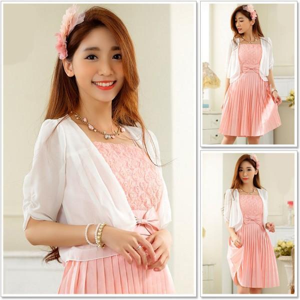 ボレロ 結婚式 パーティー カーディガン ジャケット 半袖 大きいサイズ パーティードレス フリル レース チュール シフォン オーガンジー フレア - 画像 (4)