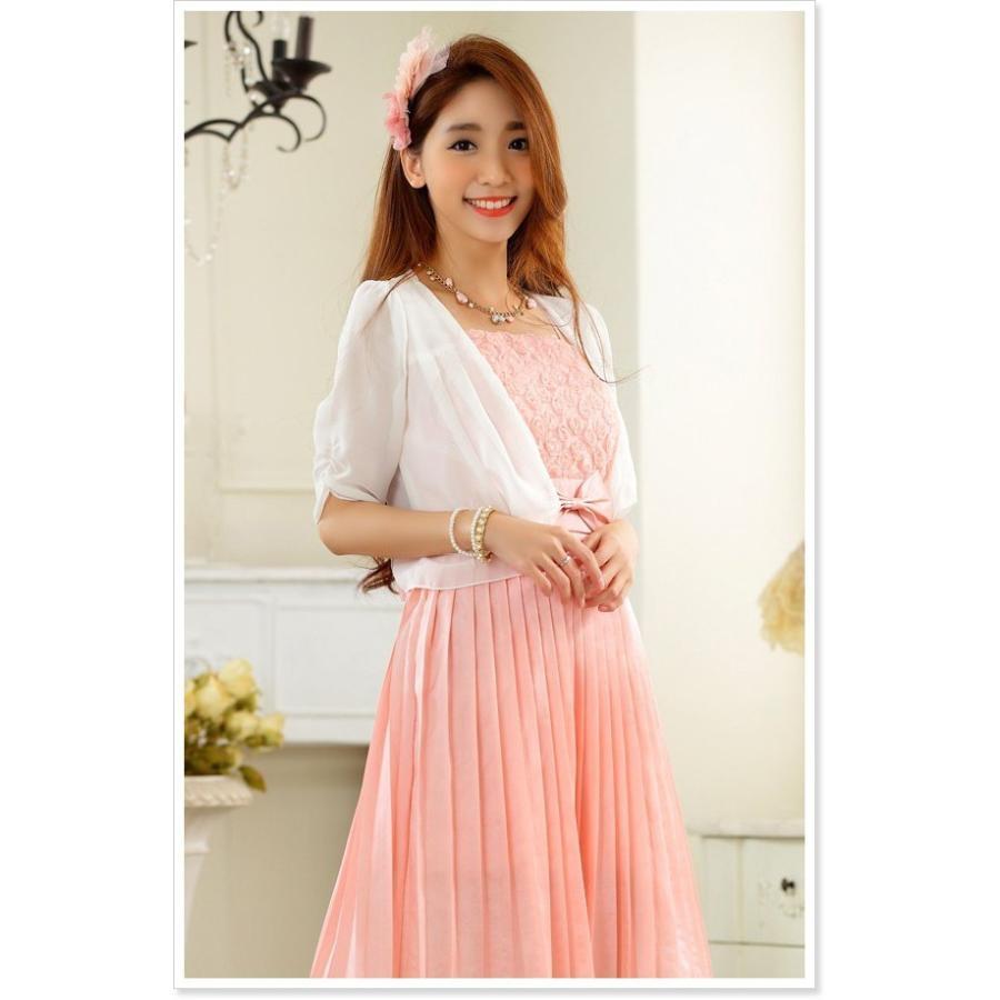 ボレロ 結婚式 パーティー カーディガン ジャケット 半袖 大きいサイズ パーティードレス フリル レース チュール シフォン オーガンジー フレア - 画像 (8)