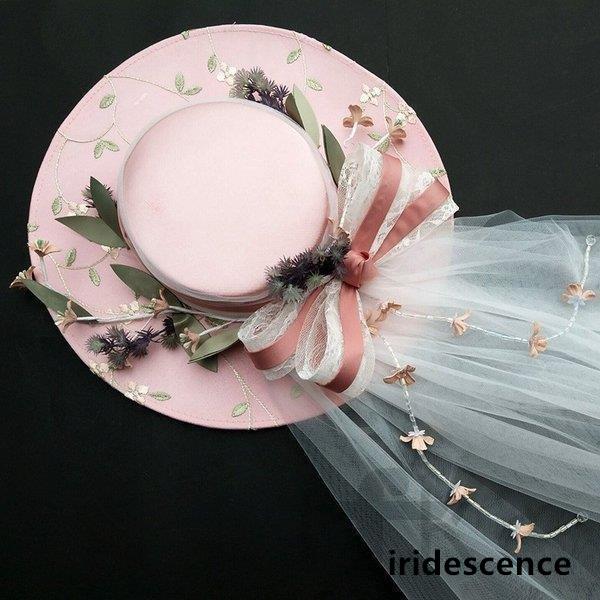 髪飾り 花嫁ハット パーティー帽 二次会 ヘッドドレス 姫系 ウエディングハット シルクハット 結婚式 ヘアアクセサリー 帽 披露宴 ブライダル 蝶結び - 画像 (4)