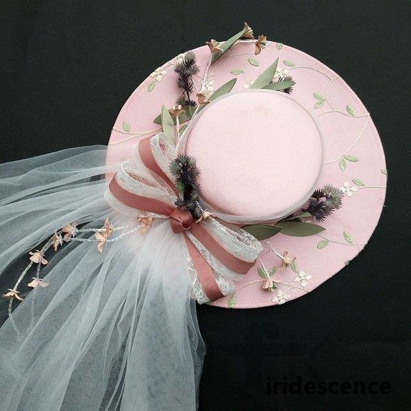 髪飾り 花嫁ハット パーティー帽 二次会 ヘッドドレス 姫系 ウエディングハット シルクハット 結婚式 ヘアアクセサリー 帽 披露宴 ブライダル 蝶結び - 画像 (5)