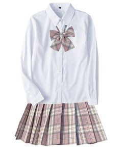 3点セット 女子制服 学生服 女子高生 スクールシャツ 半袖 リボン スカート チェック柄 プリーツスカート 可愛い JK制服 コスプレ レディース 大きいサイズ 通学