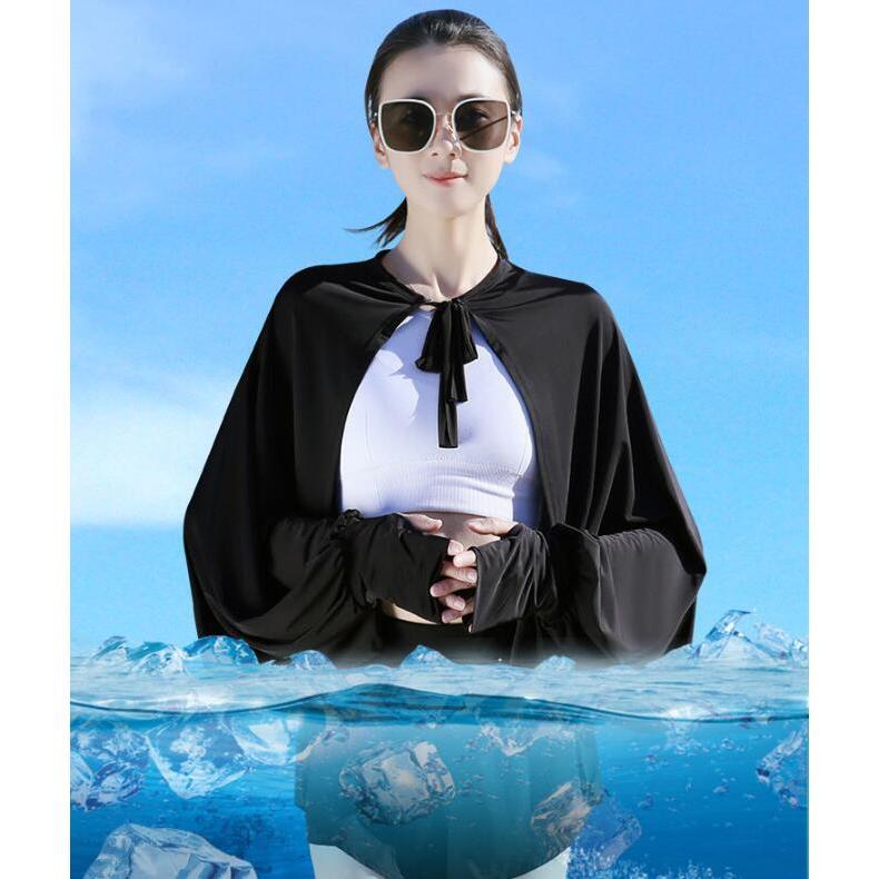 【大特価】uvカーディガン 冷感 upf50+ 紫外線対策 アームカバー マント 冷房対策 運転 日焼け対策 凉感 吸汗速乾 ショール ケープ - 画像 (3)