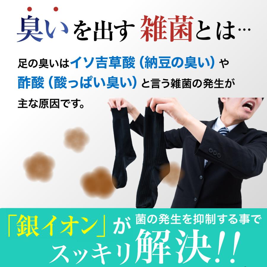 靴下 メンズ ビジネスソックス 夏 夏用 黒 メッシュ 5足 セット 抗菌 防臭 臭わない 銀イオン 機能性 ムッシュデオ - 画像 (6)