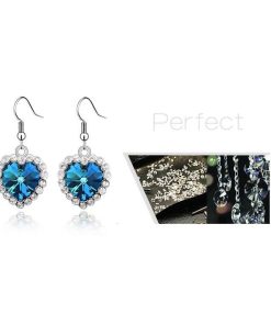 ピアス レディース 海 ハート 夏 スワロフスキー 両耳 フック アレルギーフリー