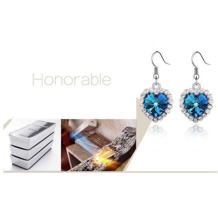 ピアス レディース 海 ハート 夏 スワロフスキー 両耳 フック アレルギーフリー - 画像 (2)