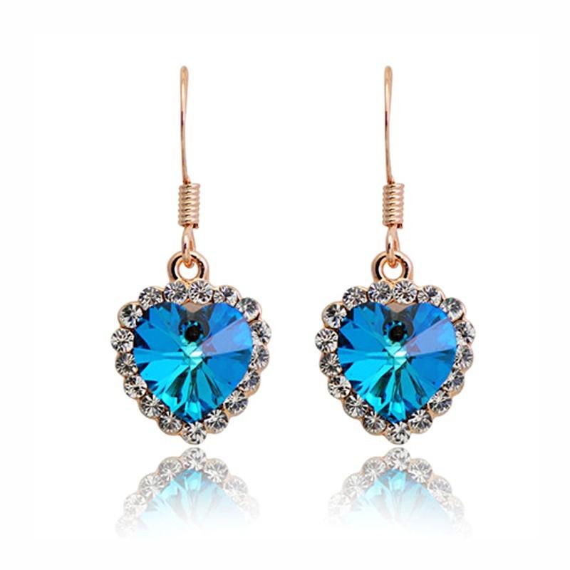 ピアス レディース 海 ハート 夏 スワロフスキー 両耳 フック アレルギーフリー - 画像 (4)