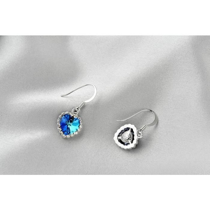 ピアス レディース 海 ハート 夏 スワロフスキー 両耳 フック アレルギーフリー - 画像 (5)