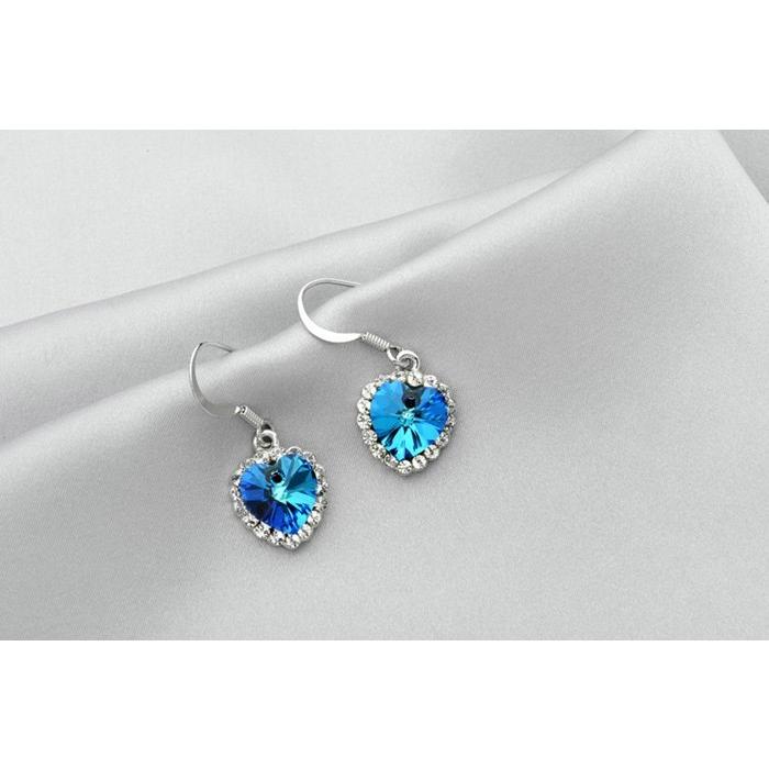 ピアス レディース 海 ハート 夏 スワロフスキー 両耳 フック アレルギーフリー - 画像 (6)