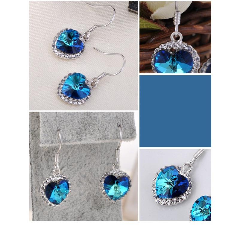 ピアス レディース 海 ハート 夏 スワロフスキー 両耳 フック アレルギーフリー - 画像 (7)