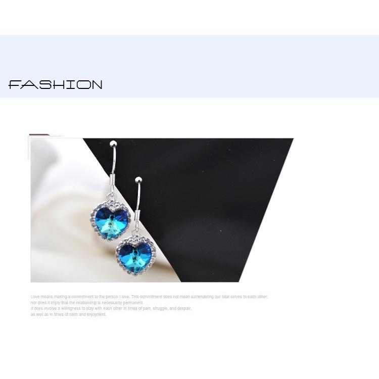 ピアス レディース 海 ハート 夏 スワロフスキー 両耳 フック アレルギーフリー - 画像 (8)