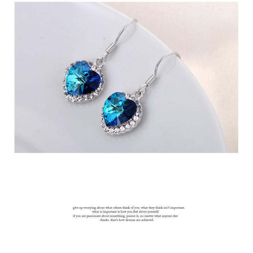 ピアス レディース 海 ハート 夏 スワロフスキー 両耳 フック アレルギーフリー - 画像 (9)