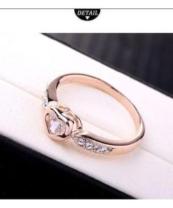 指輪 リングレディース ハート スワロフスキー 可愛い プチプレ K18金RGP 金属アレルギー対応