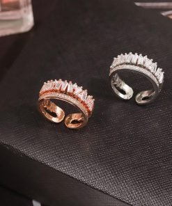 SWAROVSKI リング 指輪 レディース スワロフスキー 2連 可愛い K18金RGP フリーサイズ 金属アレルギー対応