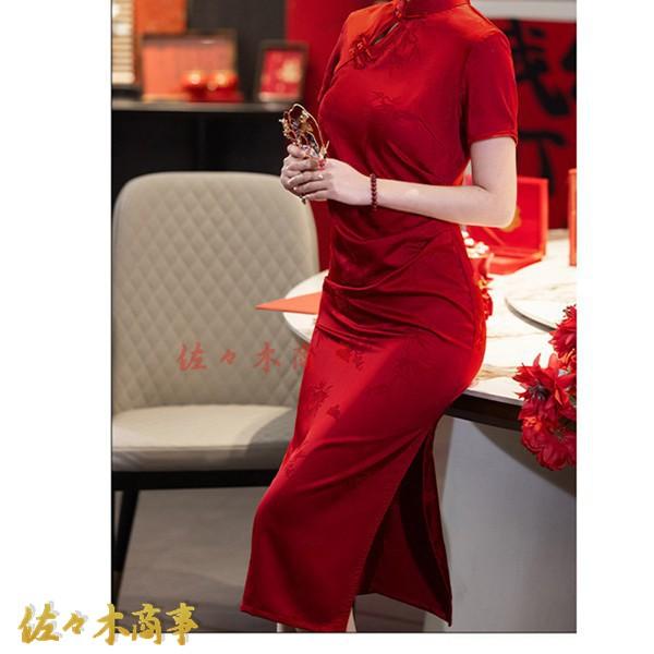 チャイナワンピース チャイナ服 チャイナドレス レディース ワンピースドレス 着痩せ ロング丈 スリット ミディアム ファッション スリム - 画像 (6)