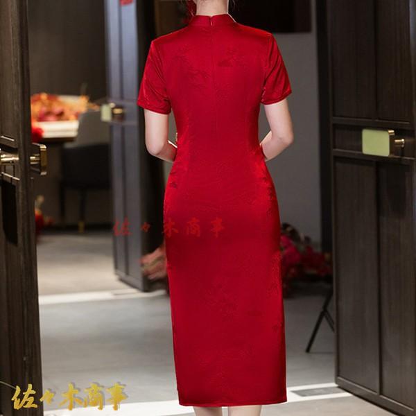 チャイナワンピース チャイナ服 チャイナドレス レディース ワンピースドレス 着痩せ ロング丈 スリット ミディアム ファッション スリム - 画像 (7)