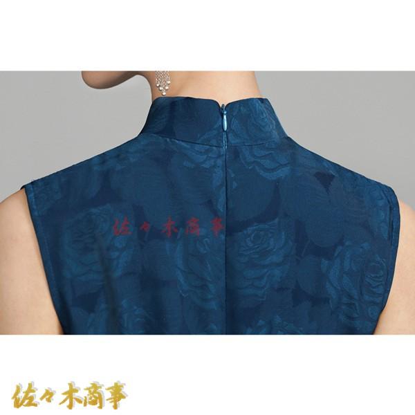 チャイナドレス ワンピースドレス レディース 袖なし 花柄 プリント ノースリーブ ロング丈 エスニックファッション エレガンス チーパオ - 画像 (6)