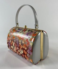 和装バッグ 優品 フォーマル 桜 銀彩 赤紫 エナメル 和装小物  中古