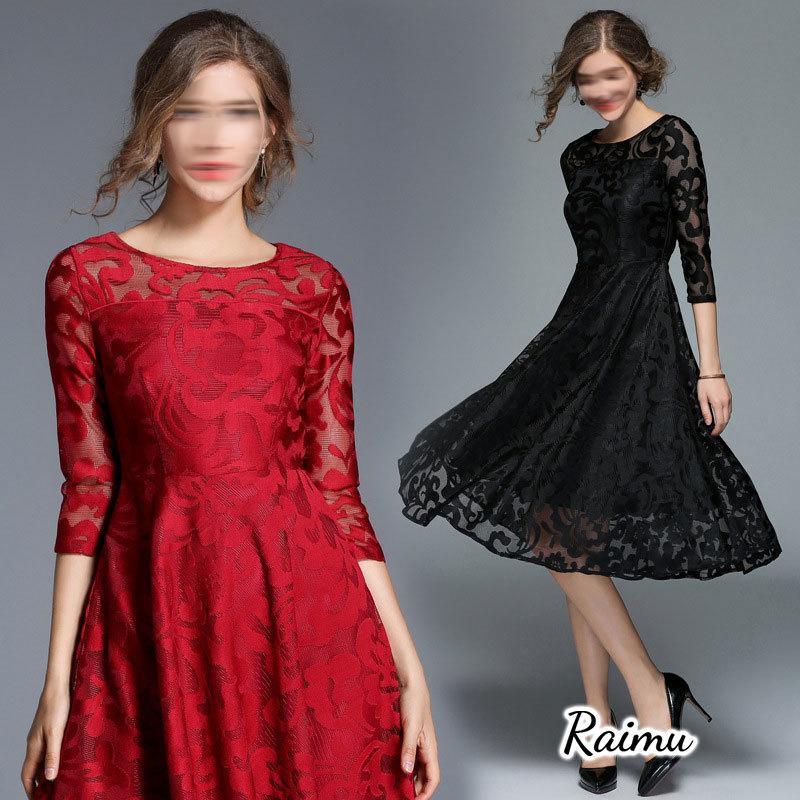 【特価】パーティードレス 結婚式 韓国 ワンピース お呼ばれ 二次会 披露宴 フォーマル 50代 40代20代 大きいサイズ レース同窓会 女子会