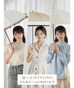 KIZAWA 折りたたみ傘 長傘 2WAY仕様 晴雨兼用 日傘 雨傘 完全遮光 レディース uvカット100% 遮熱 紫外線 フリル おしゃれ かわいい プレゼント nino