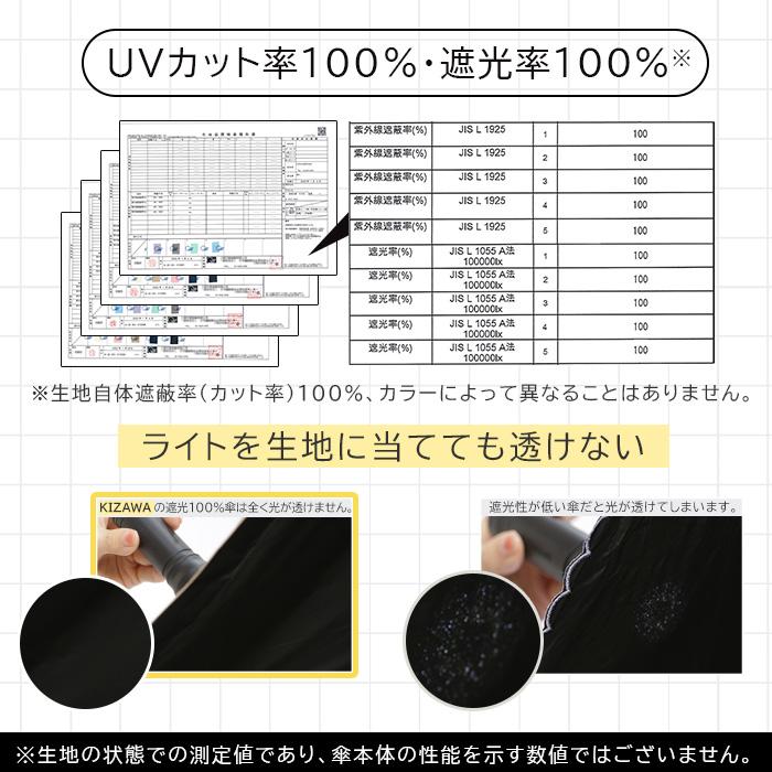 KIZAWA 折りたたみ傘 長傘 2WAY仕様 晴雨兼用 日傘 雨傘 完全遮光 レディース uvカット100% 遮熱 紫外線 フリル おしゃれ かわいい プレゼント nino - 画像 (7)