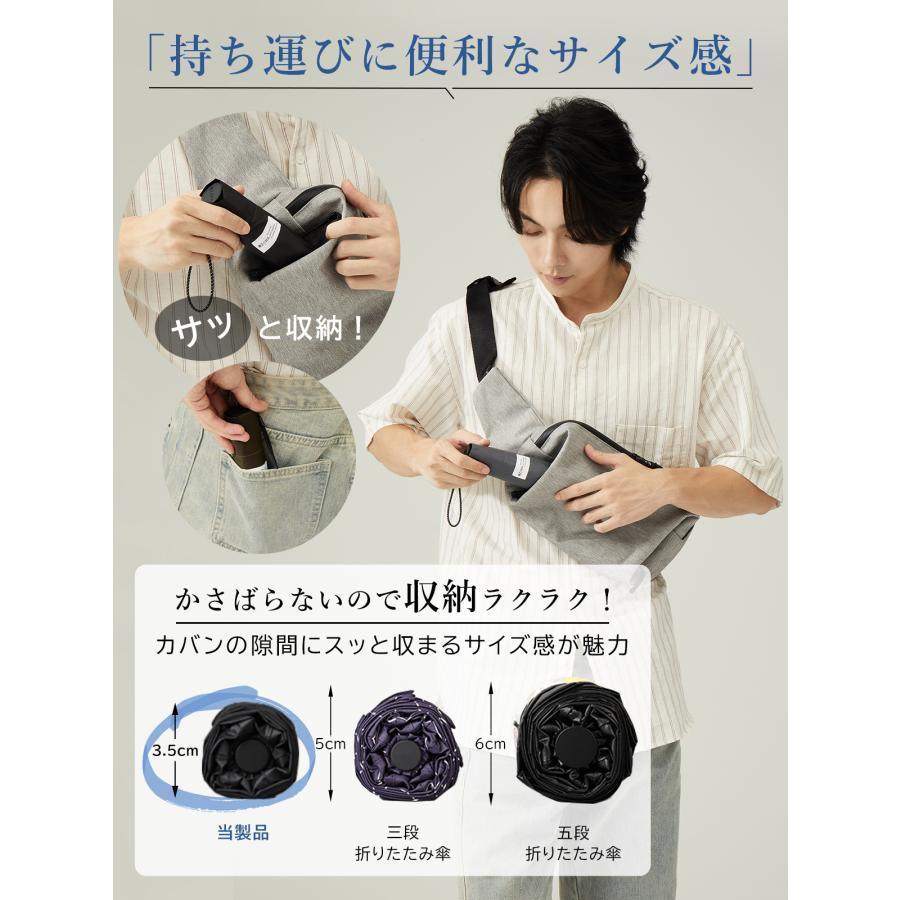 KIZAWA 雨傘 折りたたみ傘 超軽量 コンパクト 6本骨 親骨55 60cm カーボン傘 メンズ レディース 折り畳み傘 超撥水 旅行 誕生日 プレゼント チェック柄 U.Light check - 画像 (4)