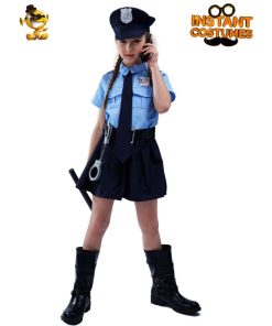 キッズ ポリス 衣装 ポリスコスチューム 女の子 コスプレ衣装 仮装 長袖 なりきり 帽子 大きいサイズ ワンピース ワンピ 可