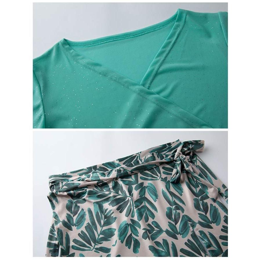 ベリーダンス 衣装 セットアップ Vネック ラメトップス ロング丈 スカート ヒップスカーフ 上下セット レッスン着 練習着 セット レッスンウ - 画像 (8)