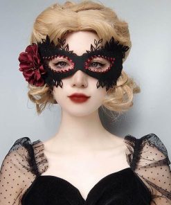 花付き 半面 マスク 黒 仮面 パーティーグッズ イベント用品 プチ仮装 コスプレ小物 小道具 ハロウィン 仮装 コスプレ コスチューム
