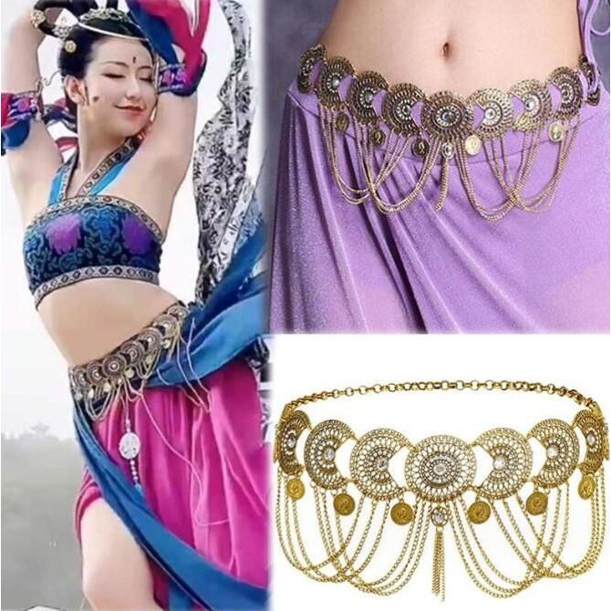 ベルト チェーン アラビアン ジャスミン風 ウエストチェーン ヒップベルト ヒップスカーフ 合金 フリンジ レディース コスチューム 敦煌 - 画像 (2)