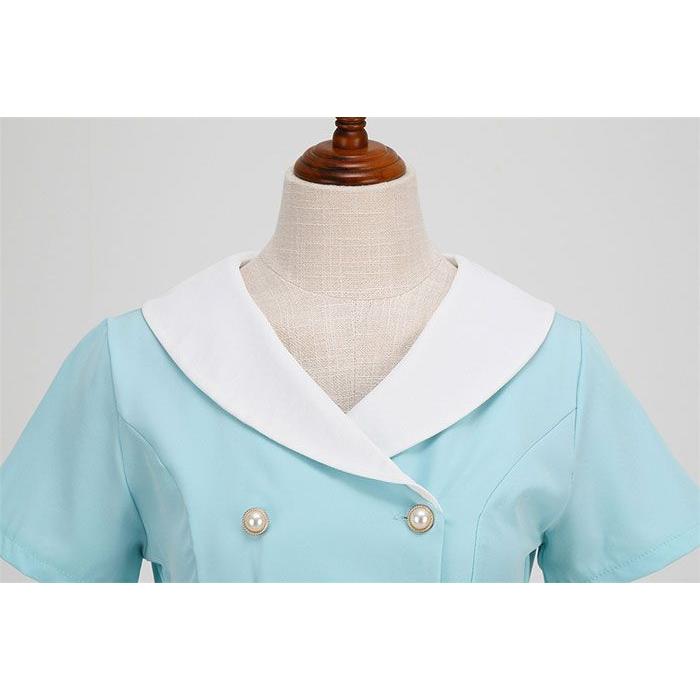 ダンス衣装 鮮やか ワンピース レディース レトロドレス レトロワンピース Aライン 半袖 着痩せ ハイウエスト 可愛い 夏用 薄手 膝丈 イベント ステ - 画像 (4)