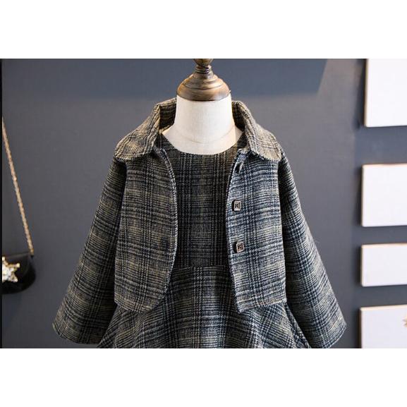 女の子 ワンピース 3歳 5歳 スーツ 入学式 フォーマル 茶色 チェック 子供 ジャケット 長袖 子ども 子供服 保育園 小学生 - 画像 (7)