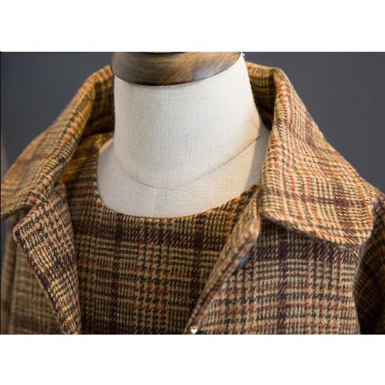 女の子 ワンピース 3歳 5歳 スーツ 入学式 フォーマル 茶色 チェック 子供 ジャケット 長袖 子ども 子供服 保育園 小学生 - 画像 (9)