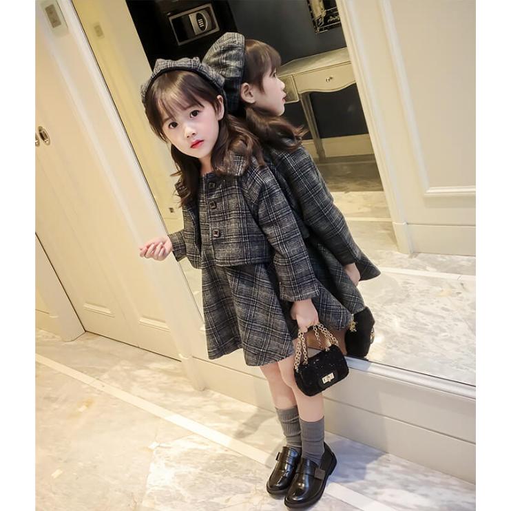 女の子 ワンピース 3歳 5歳 スーツ 入学式 フォーマル 茶色 チェック 子供 ジャケット 長袖 子ども 子供服 保育園 小学生