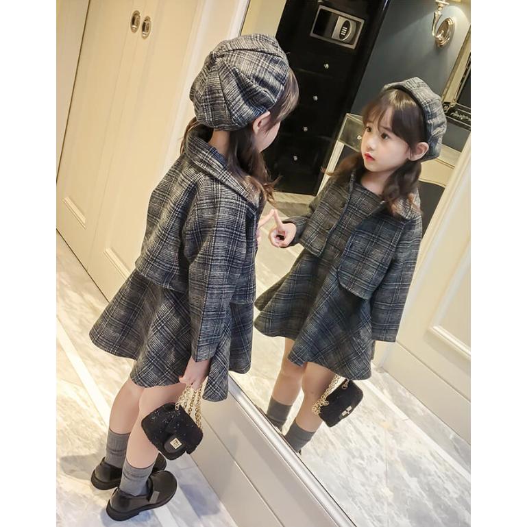 女の子 ワンピース 3歳 5歳 スーツ 入学式 フォーマル 茶色 チェック 子供 ジャケット 長袖 子ども 子供服 保育園 小学生 - 画像 (2)