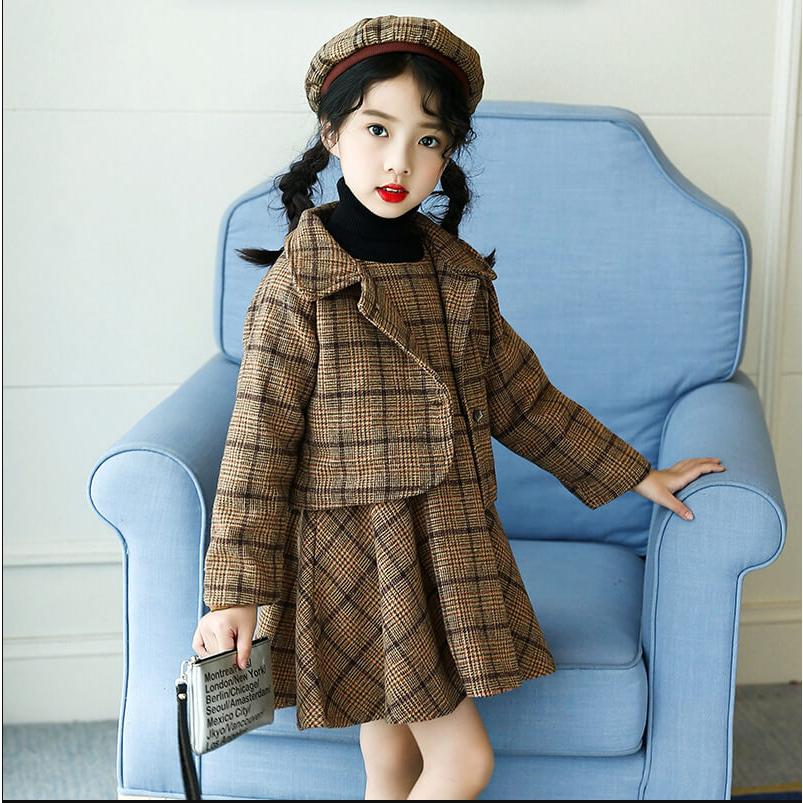 女の子 ワンピース 3歳 5歳 スーツ 入学式 フォーマル 茶色 チェック 子供 ジャケット 長袖 子ども 子供服 保育園 小学生 - 画像 (3)