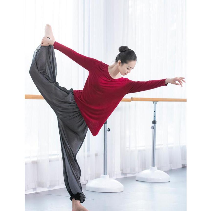 ヨガパンツ ダンス 練習着 レッスン着 ゆったり ちょうちんパンツ 裾リブ 透け感 パンツ ロング フィットネスウェア 太極拳 運動 スポーツ - 画像 (7)