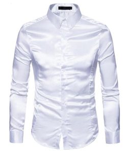 サテン シャツ ステージ衣装 メンズ 長袖 ワイシャツ 光沢感有り 無地 前開き 舞台衣装 合唱 カラオケ ダンス 衣装 おしゃれ カラフル コスプレ ブラウス カジュ