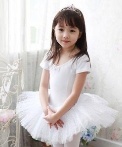 バレエレオタード バレエダンス 女の子 子供 キッズダンス 白 子供ダンス ダンス衣装 ワンピース 舞台 ステージ衣装 発表会 ドレス 衣装 可愛い 水玉 ドット柄