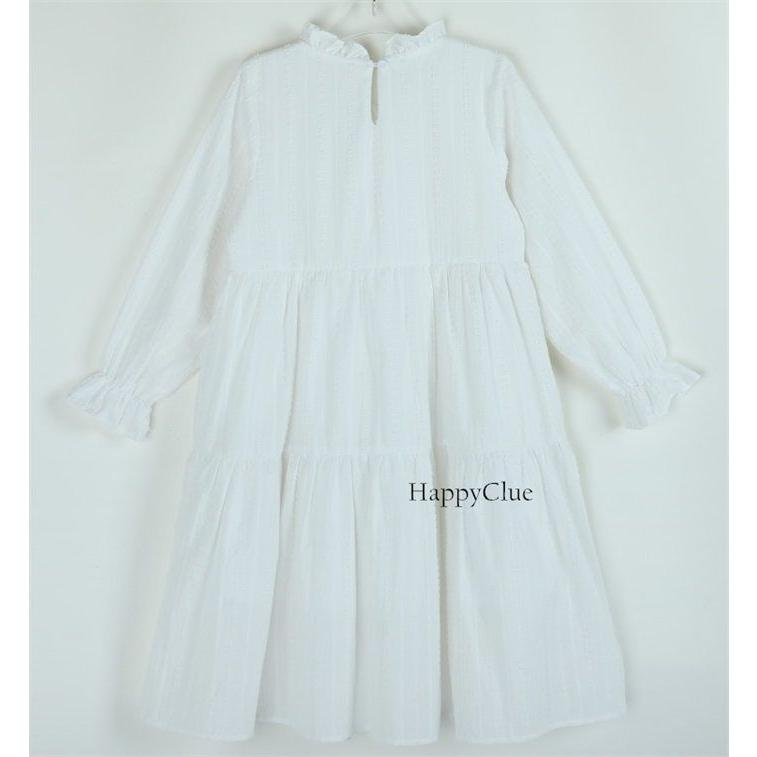 子供 ワンピース 女の子 シンプル 白ワンピース ドレス カジュアル キッズドレス 長袖 春秋 子供服 喪服 法事 礼服 120 130 140 150 160cm 子ども フォーマル 結 - 画像 (6)