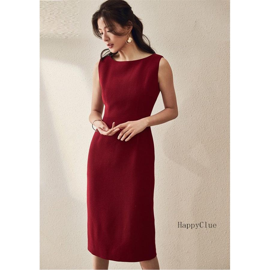 タイトワンピース エレガント 優雅 OLワンピース 女性 スリット フォーマル オフィス 事務服 通勤ワンピース レディース きれいめ 春夏 夏 ロングワンピース 膝 - 画像 (5)