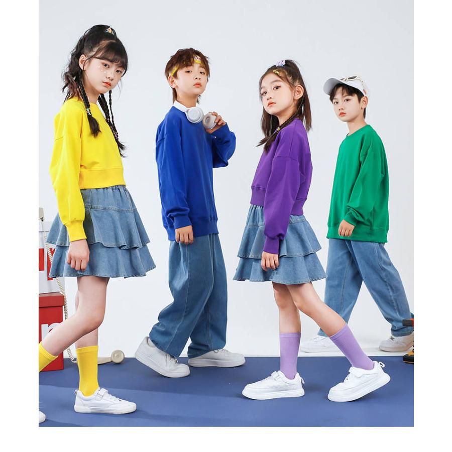 キッズダンス スウエット HIPHOP ダンス衣装 ストリート系 ヒップホップ ガールズ 男の子 女の子 長袖 ジャッズ ドラム 演出服 ダンスウェア チアダンス 発表会 - 画像 (2)